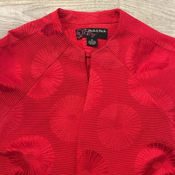 Vintage Peck & Peck Red Patterned Open Face Jacket - Picture 7 of 7